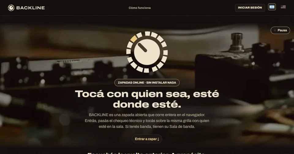 Portada de BACKLINE: la perilla de dieciséis tiempos sobre el video de una sala de ensayo.